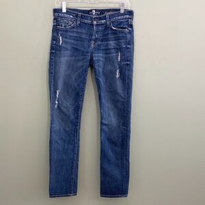 7 For All Mankind Josephina Skinny Jeans Button Fly Distressed Low Rise Women 26